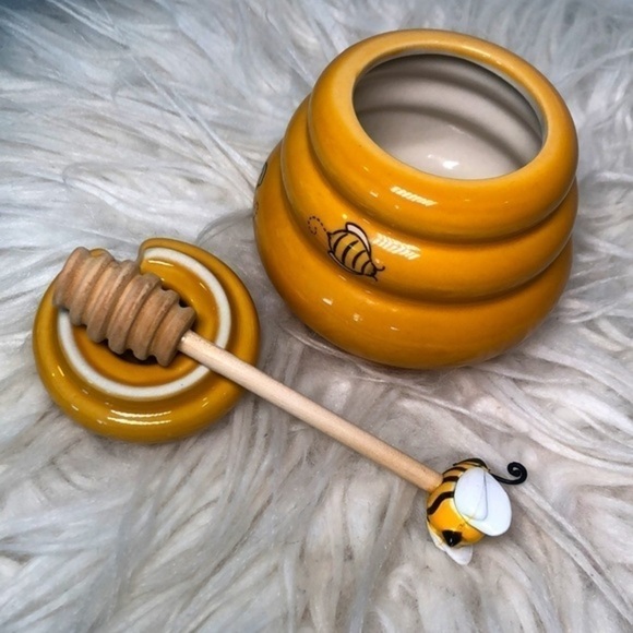 HONEY 🍯 | Ceramic Honey Comb 🐝 + Classic Wooden Bumblebee Honey Wand. - Picture 2 of 7